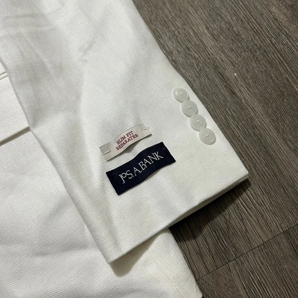 Jos A Bank Suit Set 41R 30x30 White Linen Cotton Slim Fit Separates NEW NWT